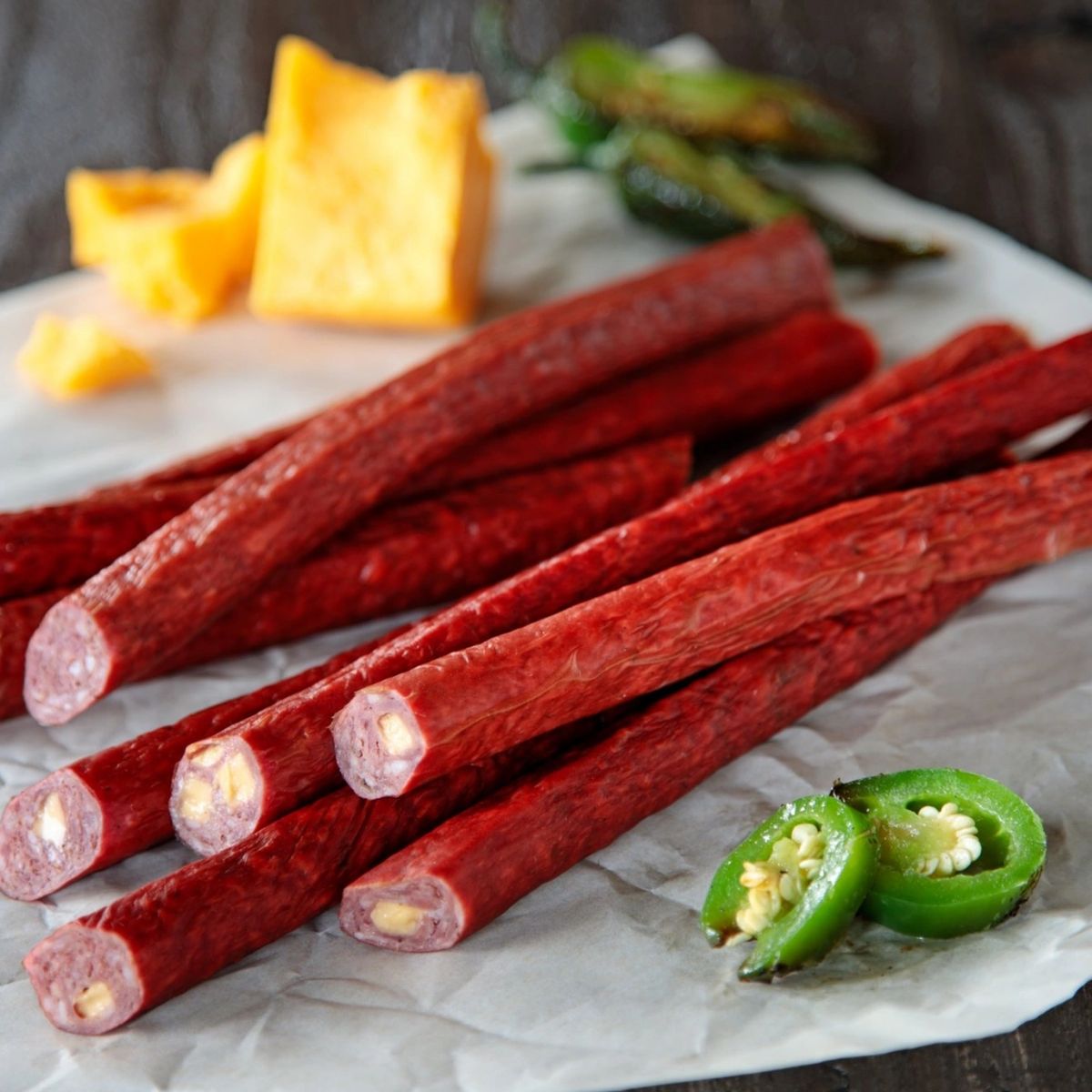 Venison Jalapeno and Cheese Snack Sticks